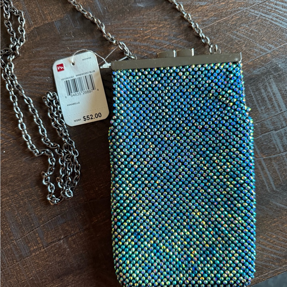 Mundi Iridescent Beaded Wristlet with Silver Chain